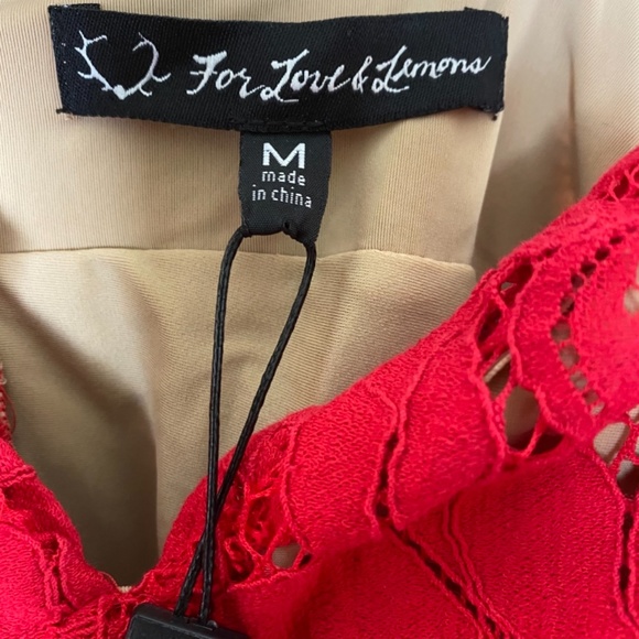 NWT For Love and Lemons Gianna Midi Dress Red Lace Medium - Picture 5 of 8